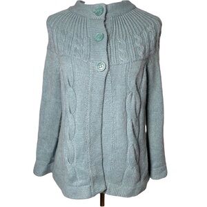 Camaieu Wool Blend Teal Blue/Green Cardigan Size L French  Swing Flare